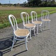 Lot de 4 chaises en bois tournés et cannage 