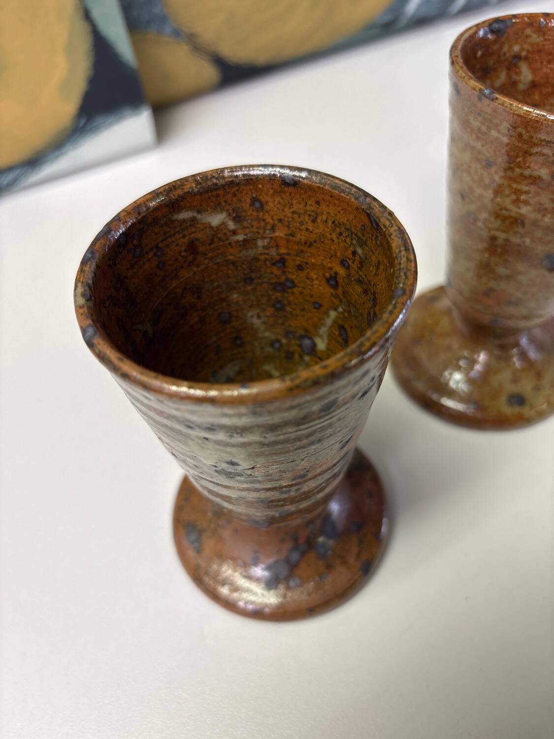 Pair of Mazagran mugs in pyrite stoneware