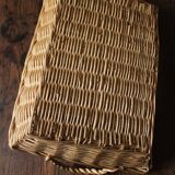 Vintage rectangular wicker basket with two handles