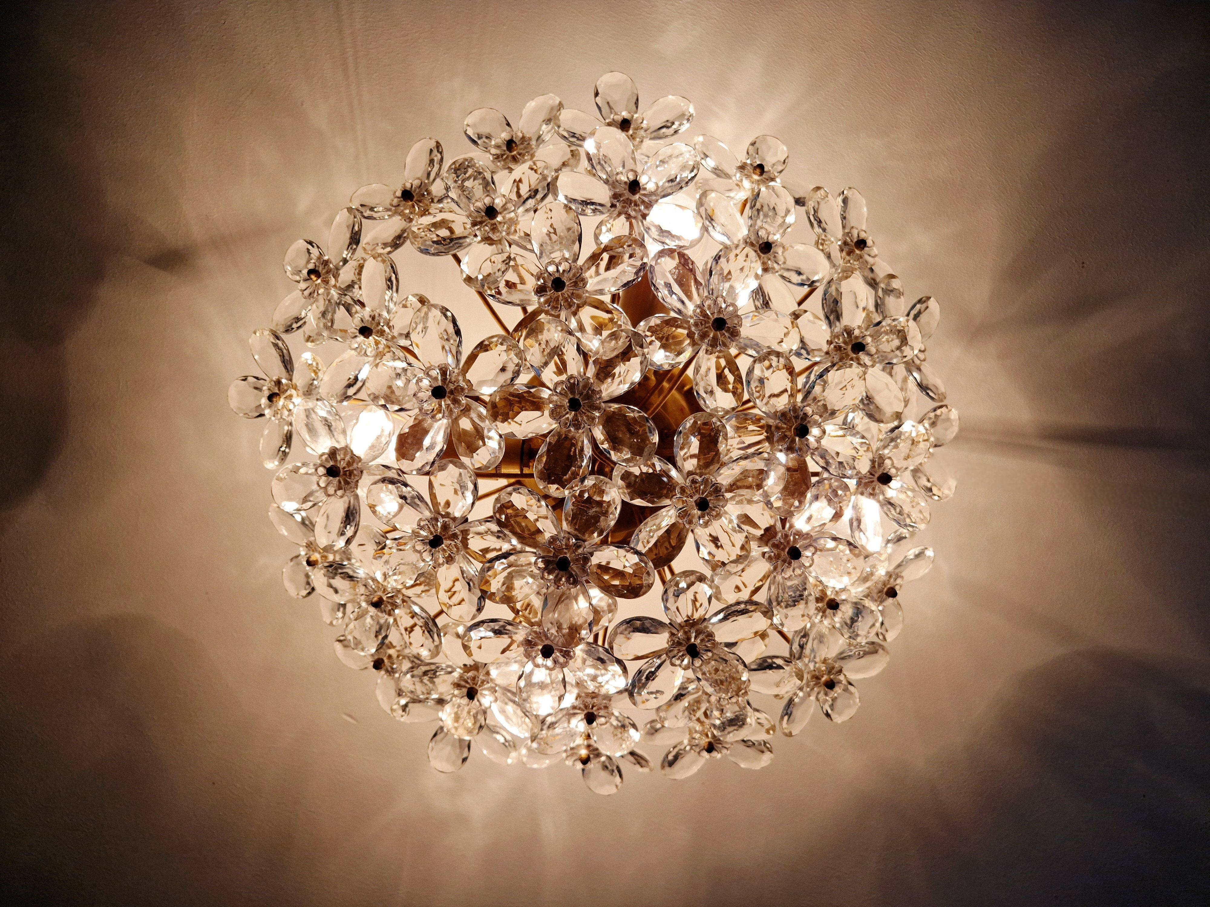 Italian ceiling light in Murano glass, 1970.