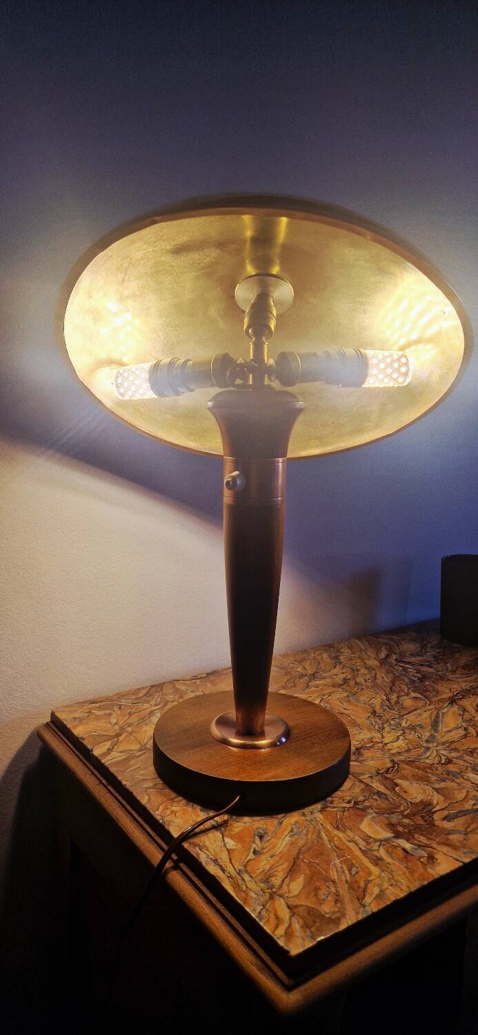 Art Deco style articulated lamp - Wood and brass - 1930s period