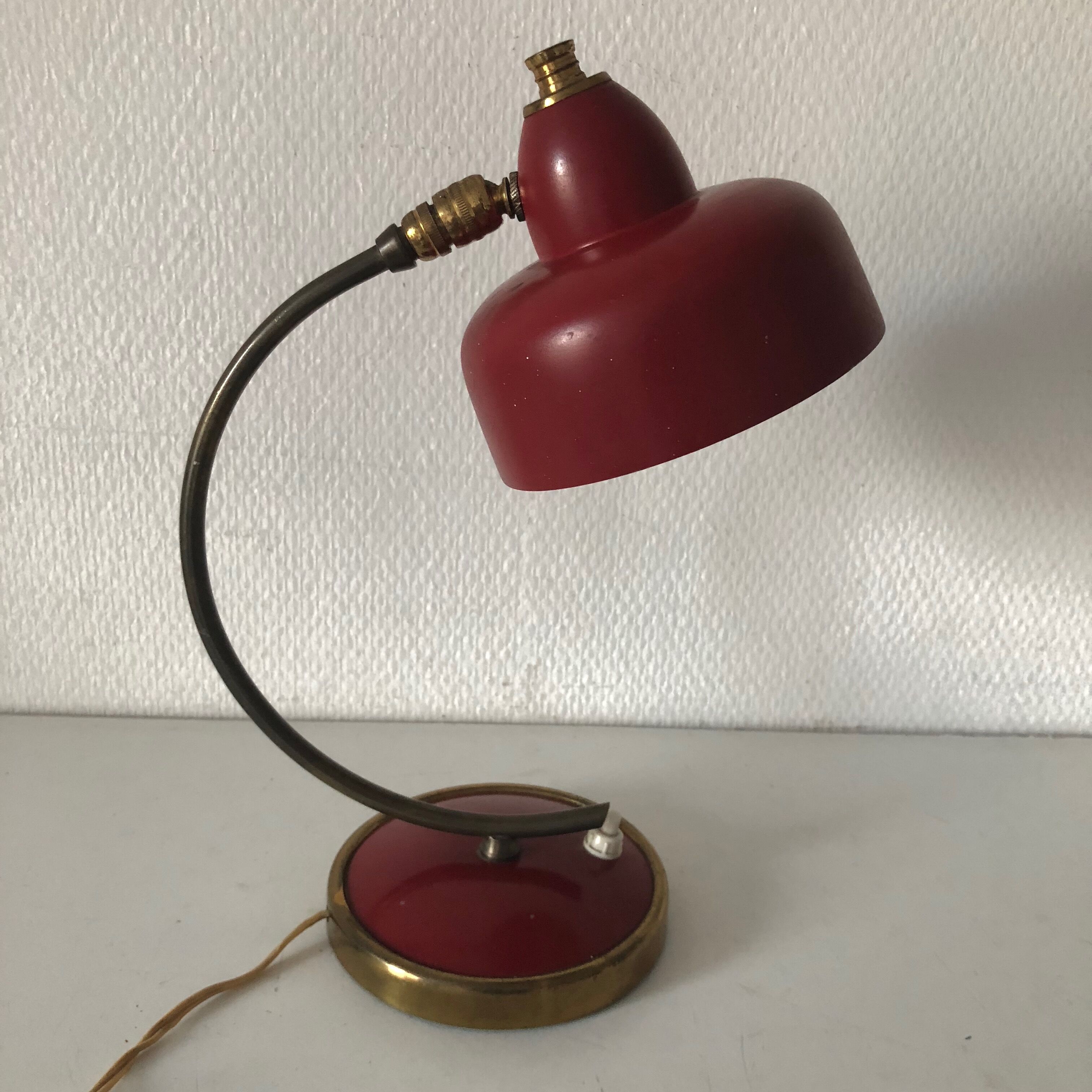 Lamp red disderot editor turkish 28cm vintage 1950