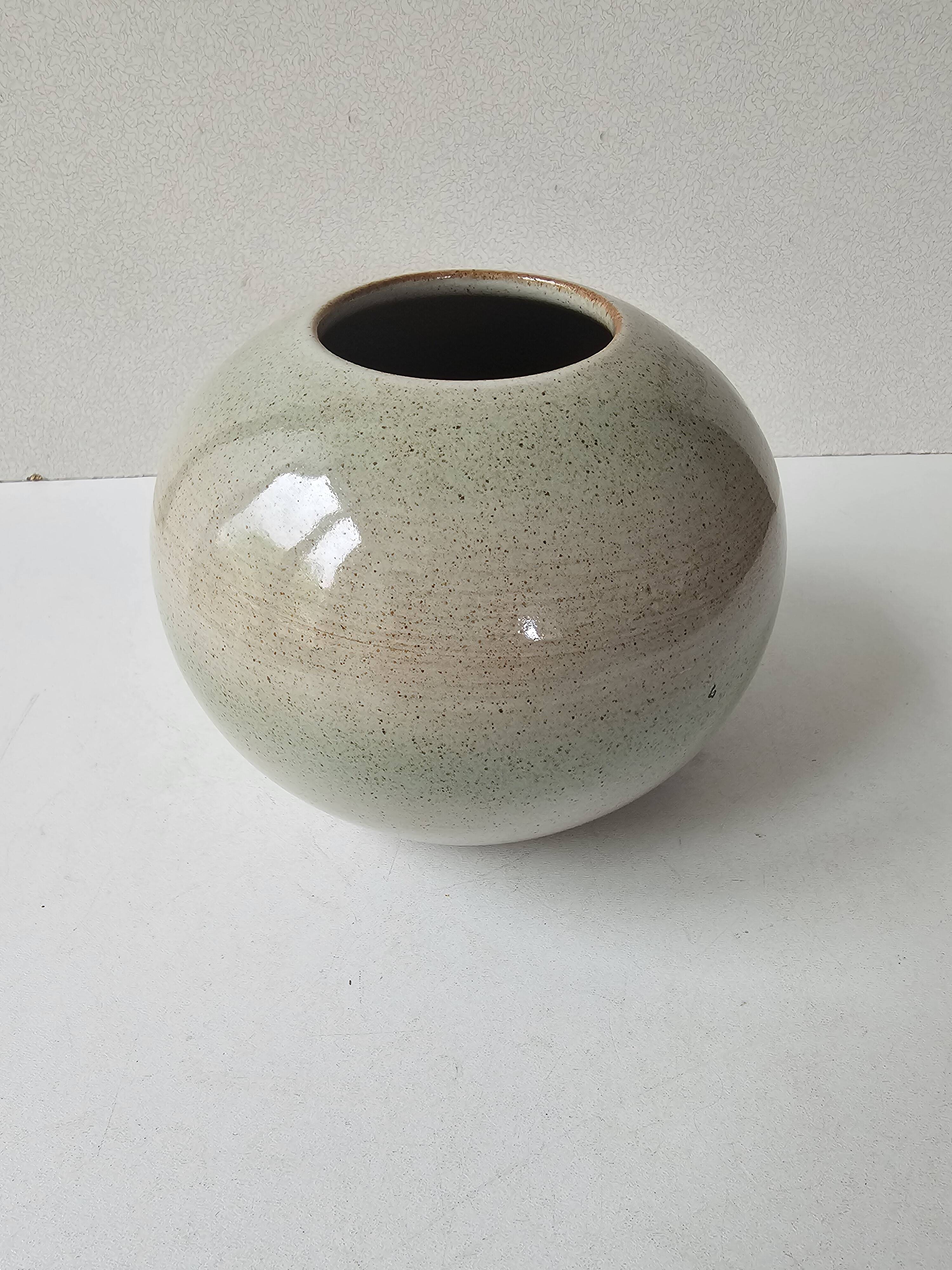 Glazed ceramic round vase signed (Pictogram to be identified)