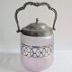 Antique glass bonbonnière in frosted violet with metal mount – Art Nouveau style