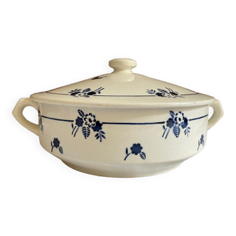 French Digoin Sarreguemines Soup Tureen Blue Flowers Made in France Earthenware
