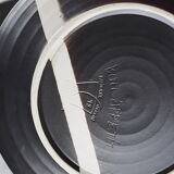 Set de 4 assiettes noires et blanches en grès - fabienne jouvin - années 90