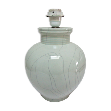 vintage soft light green cracked ceramic lamp foot