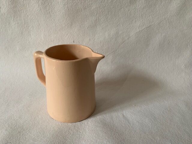 Pink porcelain carafe, Sarreguemines, 1930, France