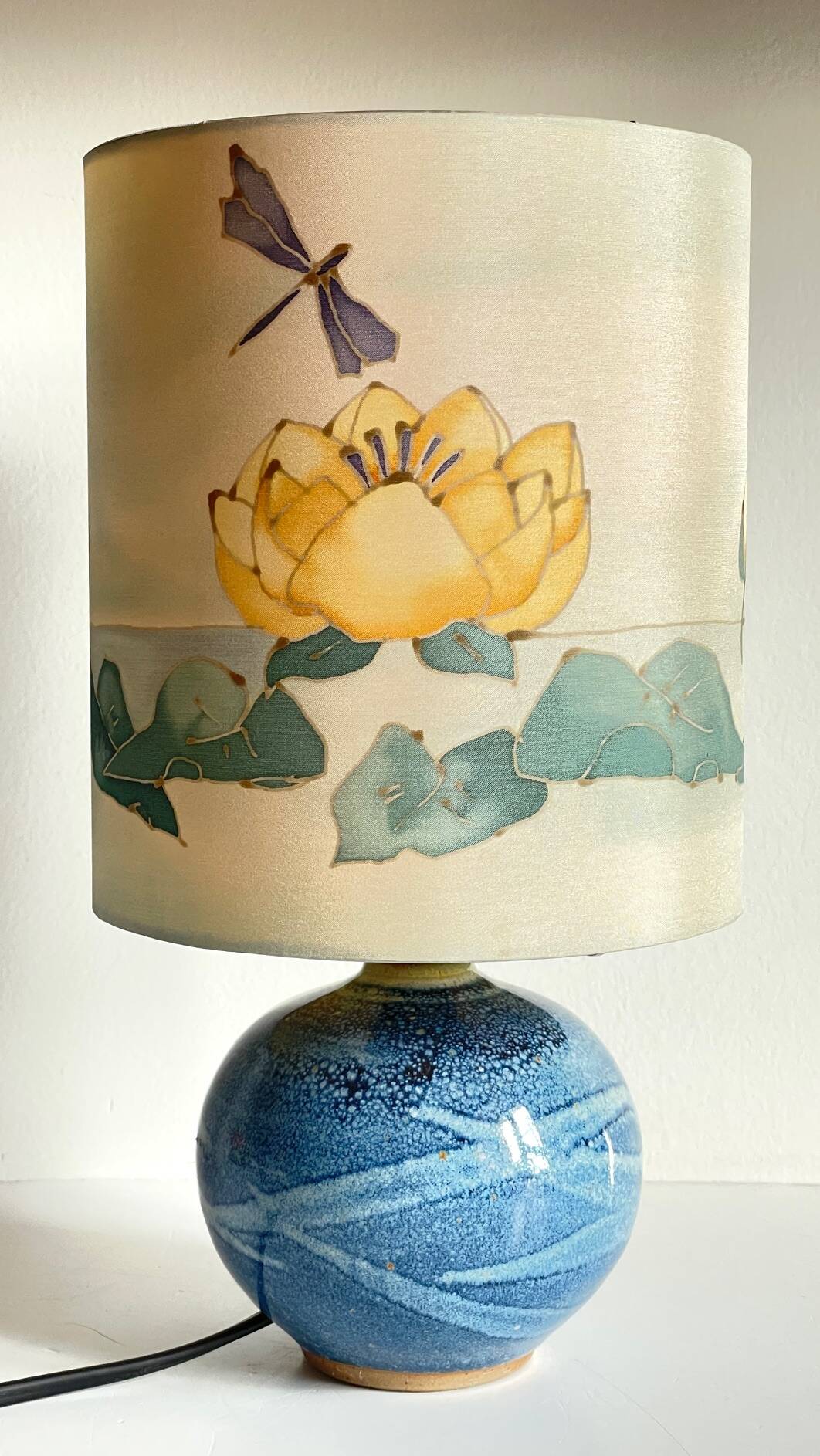 Vintage ceramic and silk ball lamp
