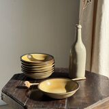 Set of 8 brown-rimmed stoneware deep plates Atelier Saint Simon D19.5