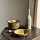 Set of 8 brown-rimmed stoneware deep plates Atelier Saint Simon D19.5