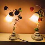 Table lamps with tulip-shaped lampshades, set of 2
