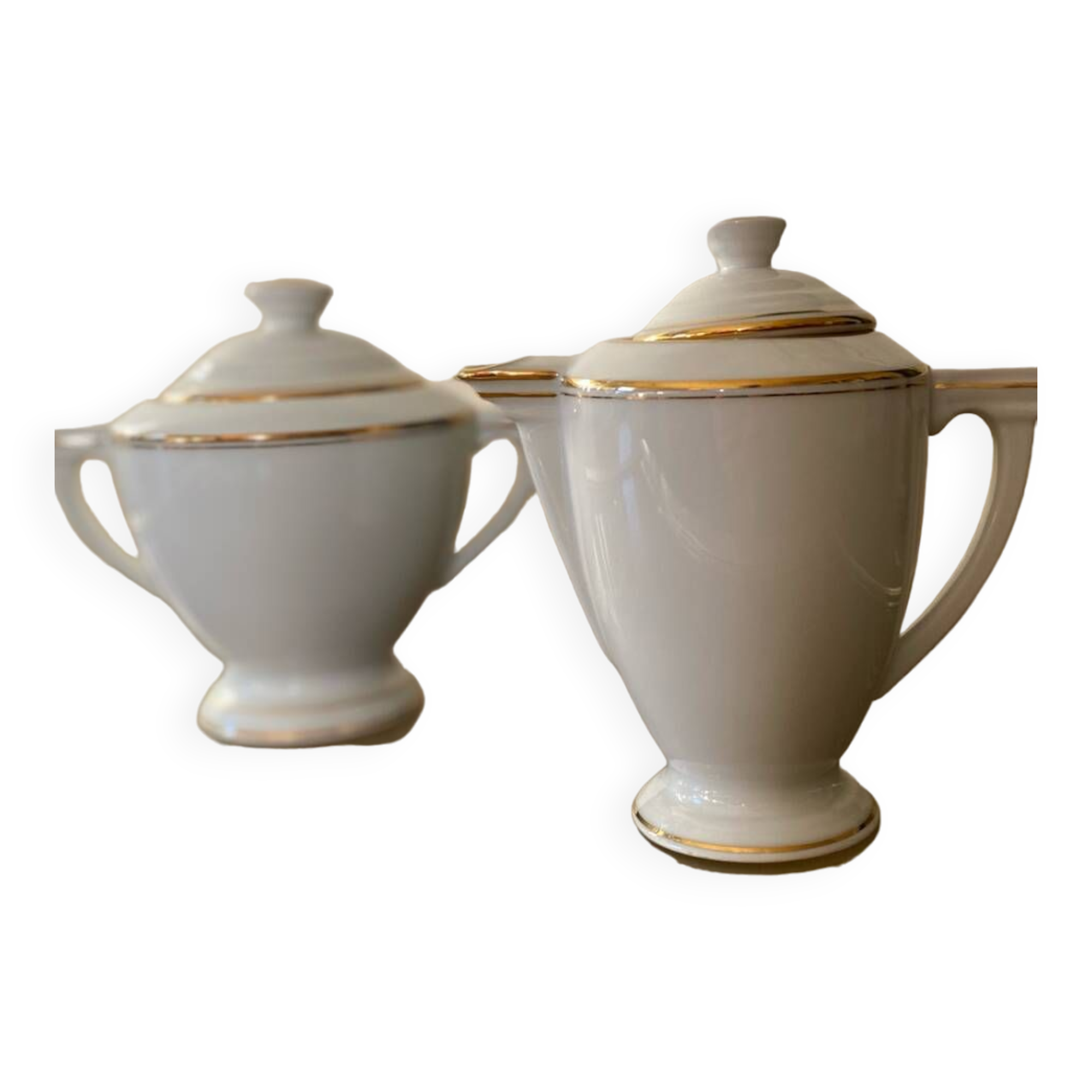 Sugar bowl and milk jug in Pallas Limoge porcelain