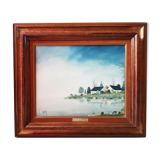 Oil on canvas signed Bruno d'Aragon - "Stormy sky over the Briere" 32 x 38 cm