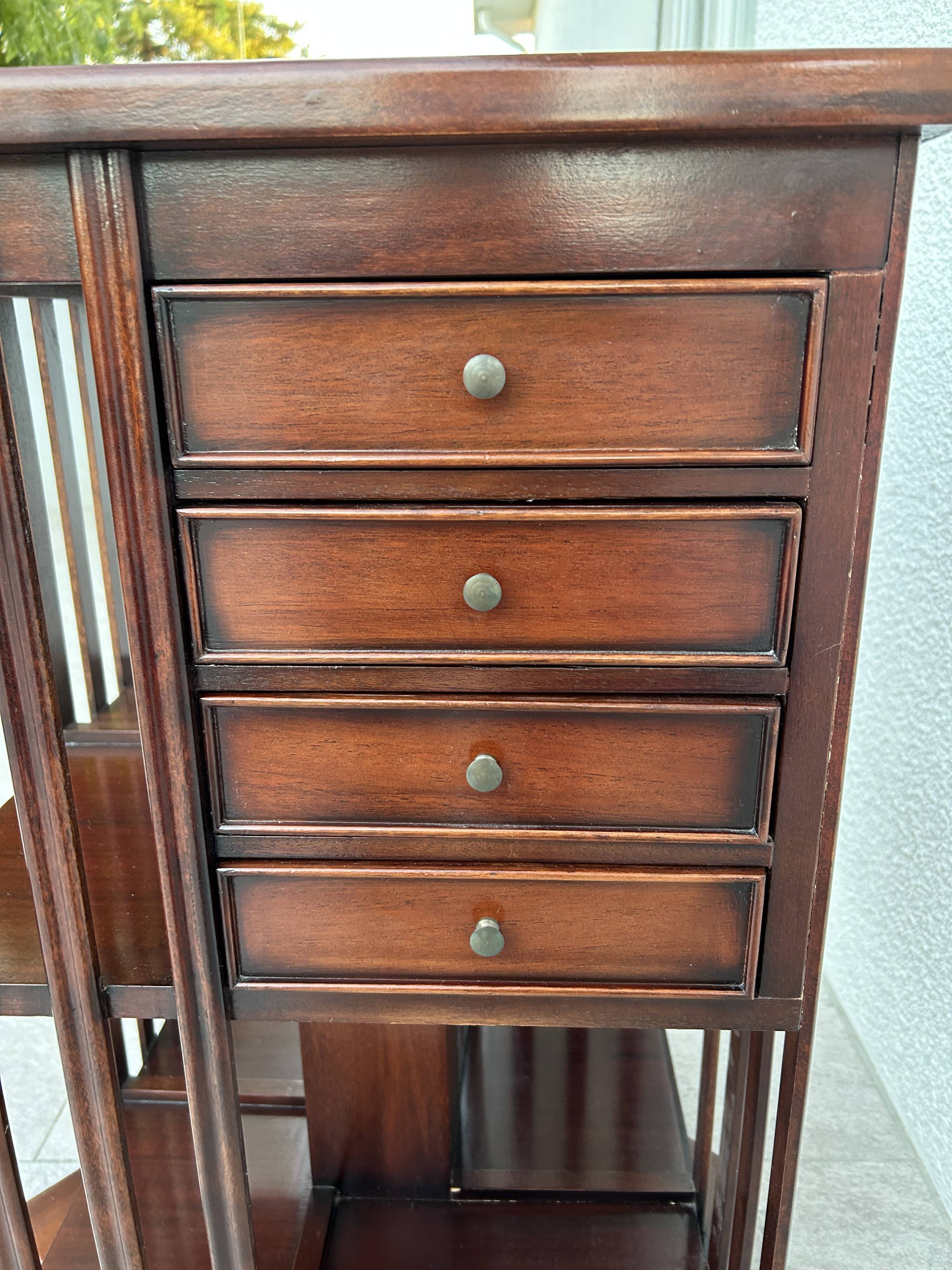 Mahogany rotating bookcase