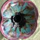 Flamed enamelled ceramic candle holder