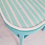 Pair of bistro chairs - blue stripes and velvet