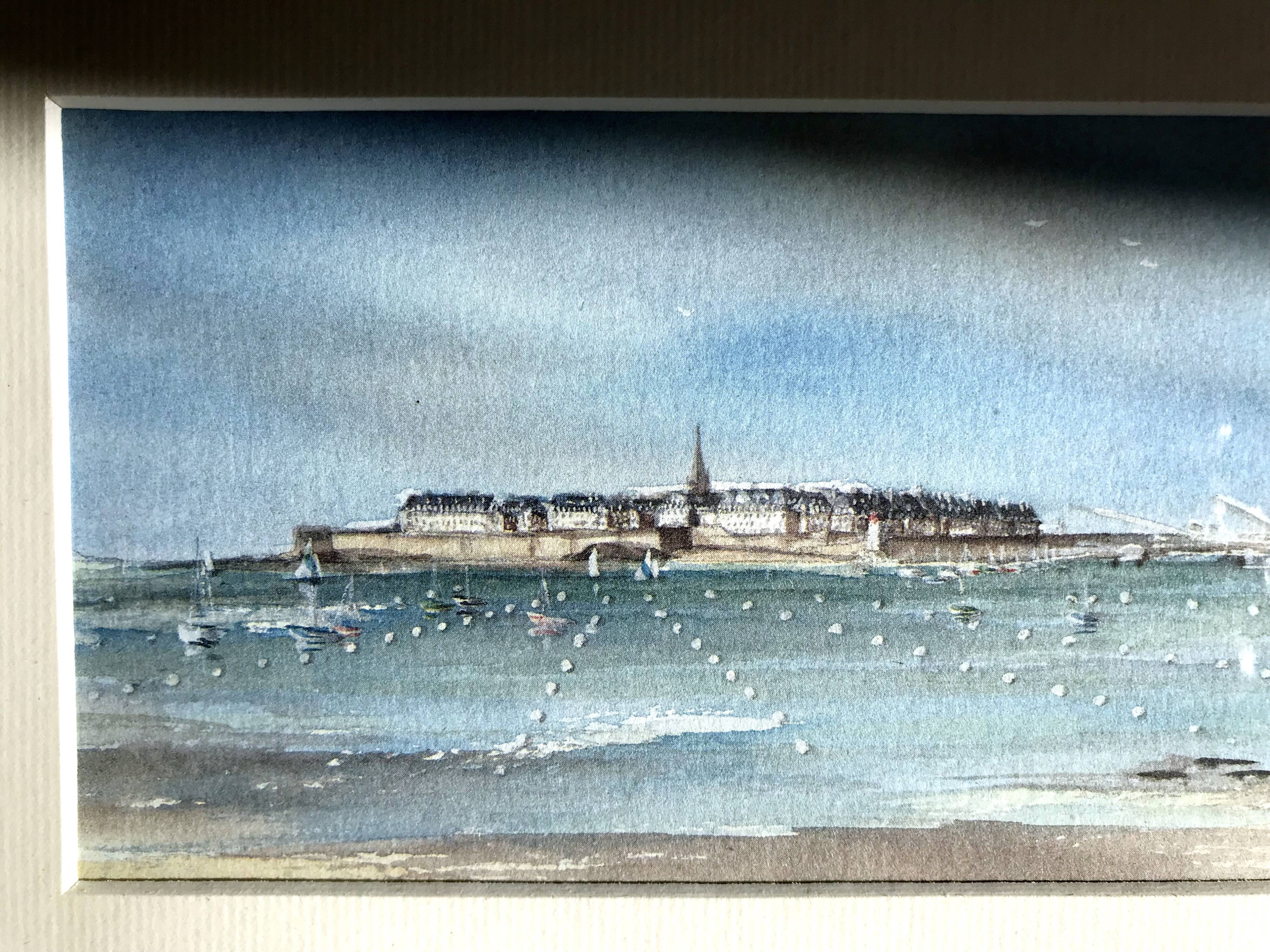 Aquarelle signée Alexandre Bonade, Saint-Malo