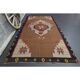 1970s vintage Turkish Oushak handmade wool cotton brown area rug 180x345