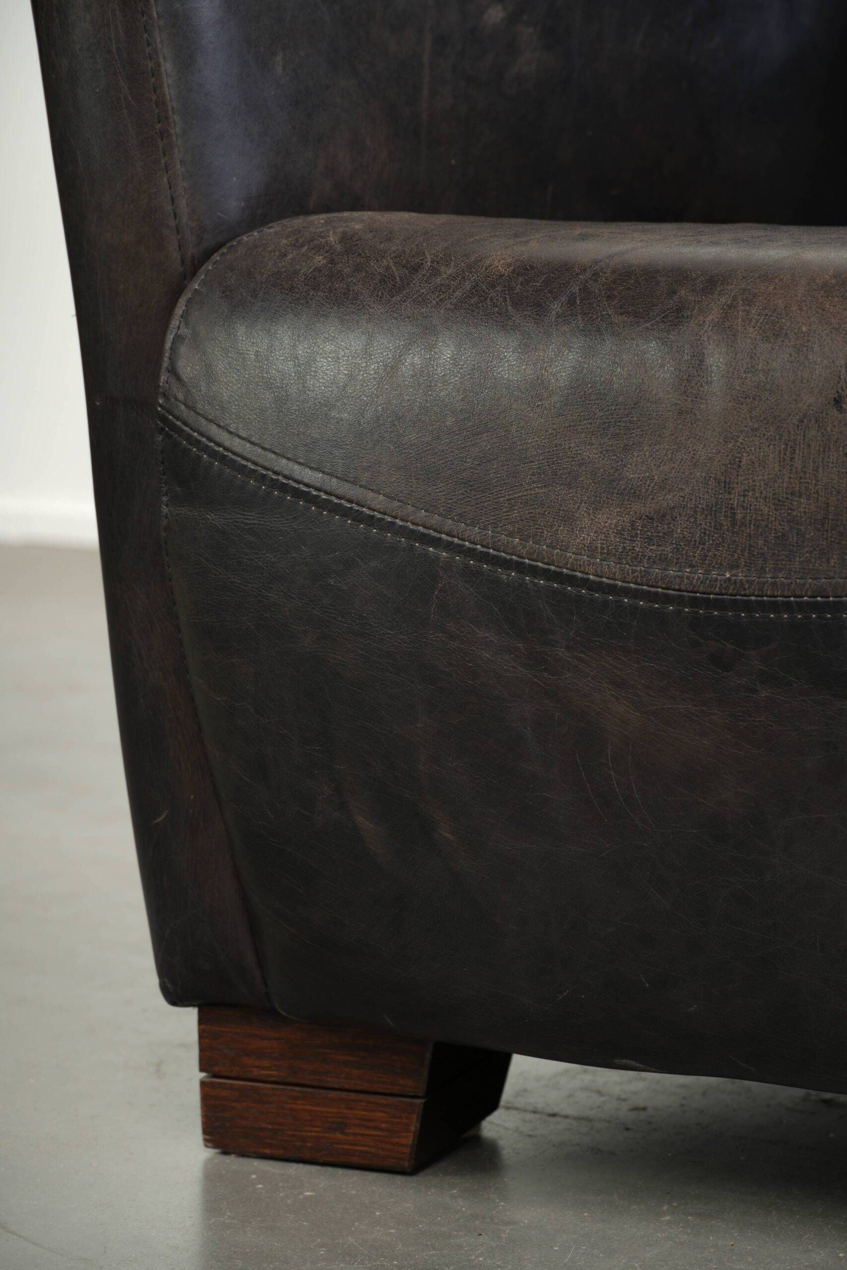 Fauteuil design Aviator en cuir de vache grainé