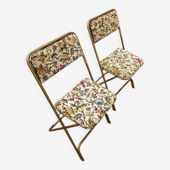 2 chaises pliantes lausanne tapisserie vintage