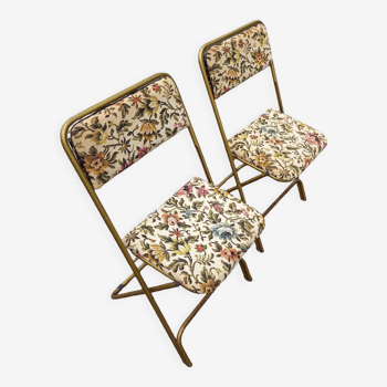 2 folding chairs lausanne vintage tapestry