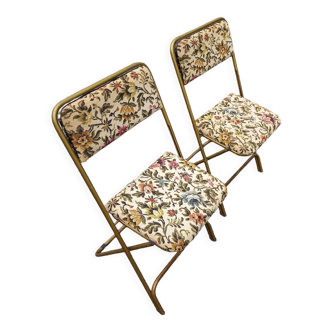 2 chaises pliantes lausanne tapisserie vintage