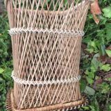 Vintage wicker and scoubidou basket
