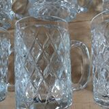 8 verres / chopes anciennes en verre ciselé