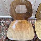 Set of 4 Baumann chairs model Eye in wood, 1950s design.