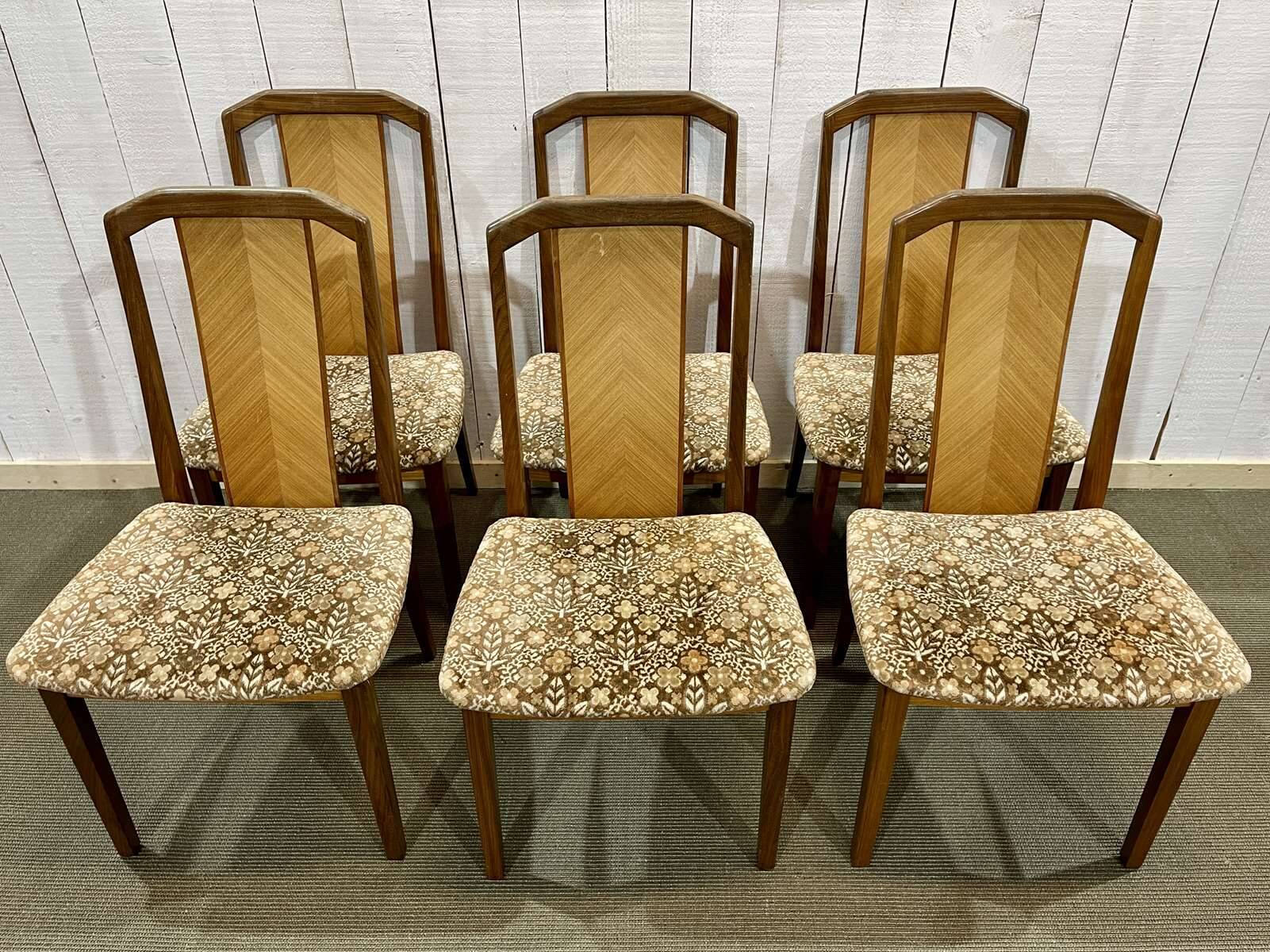 Set of 6 G-Plan teak chairs from the 1970s.