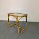 Vintage Bohémien Rattan Bamboo and Glass Side Table from Rohé Noordwolde,