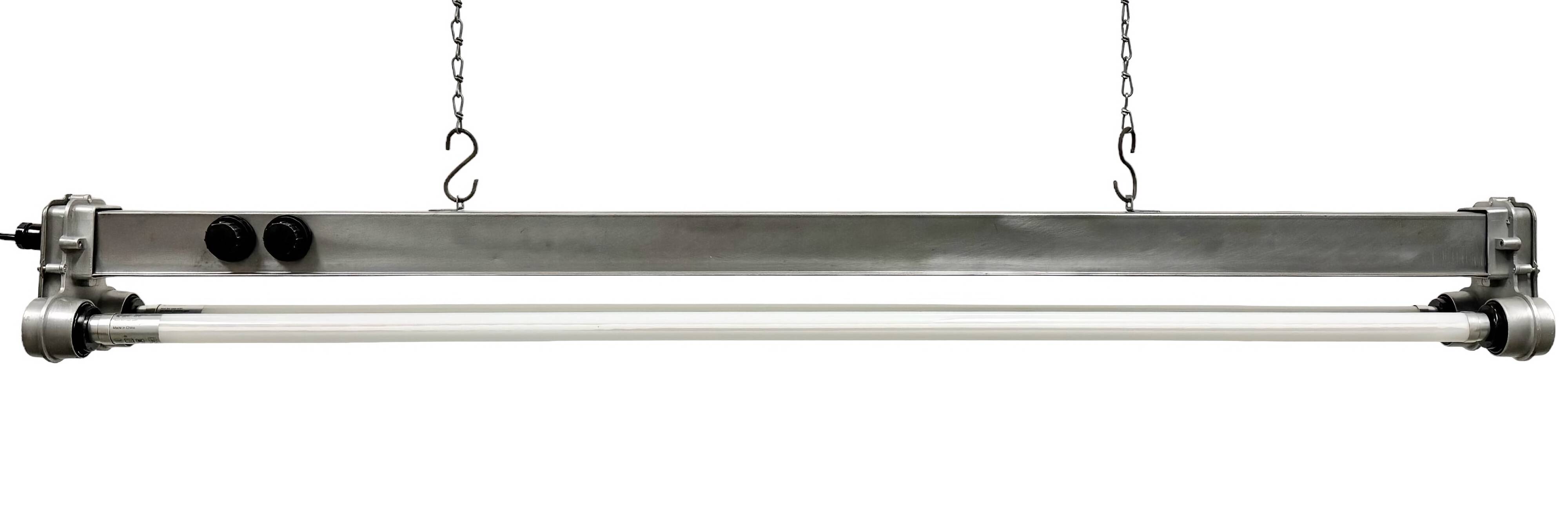 Industrial Polished  Hanging Tube Light, 1970s