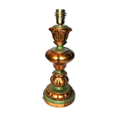 Vintage lamp foot in wood turned green and gold