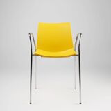 Chaise jaune du milieu du siècle avec structure en métal et siège en plastique, Belgique