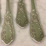 12 silver-plated oyster forks SFAM 1900 flowers