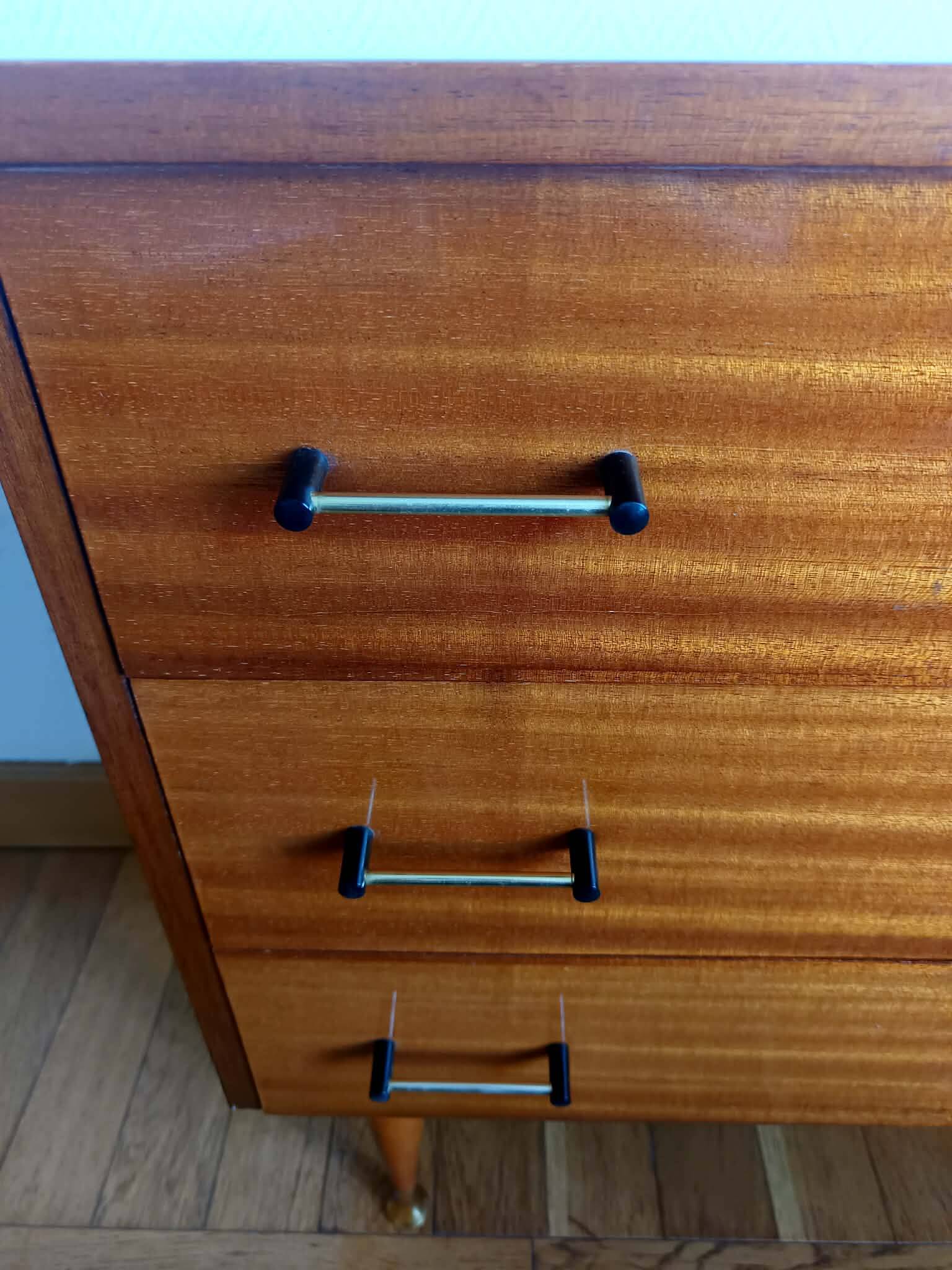 Commode pieds compas 1950 mid-century vintage