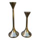 Duo of Scandinavian candle holders in gilded brass