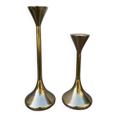 Duo de bougeoirs scandinaves en laiton doré