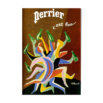 Poster Perrier it's crazy Dance BERNARD VILLEMOT - Large Format - Signed by the artist - On linen