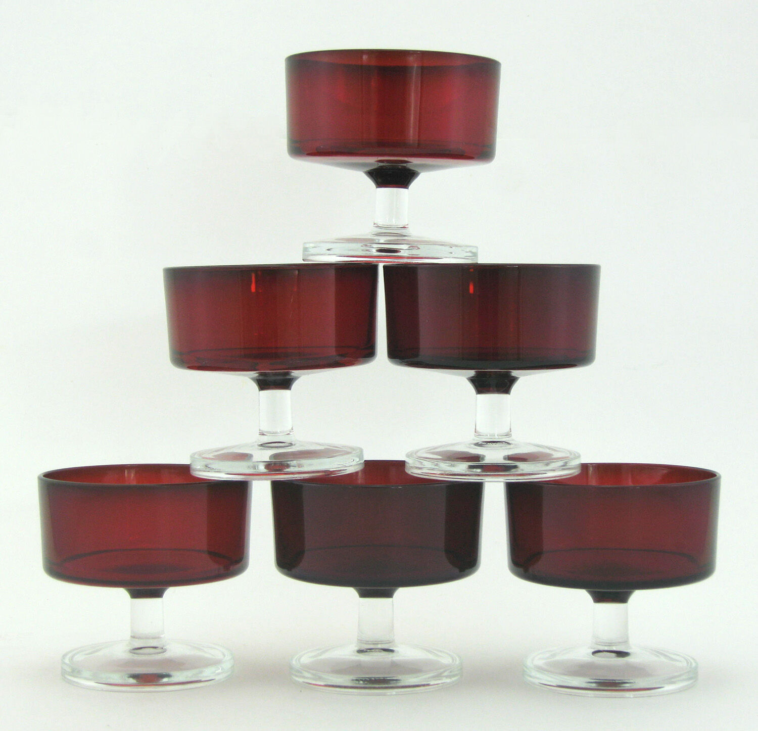 6 ruby red champagne glasses, Cavalier Luminarc France 70