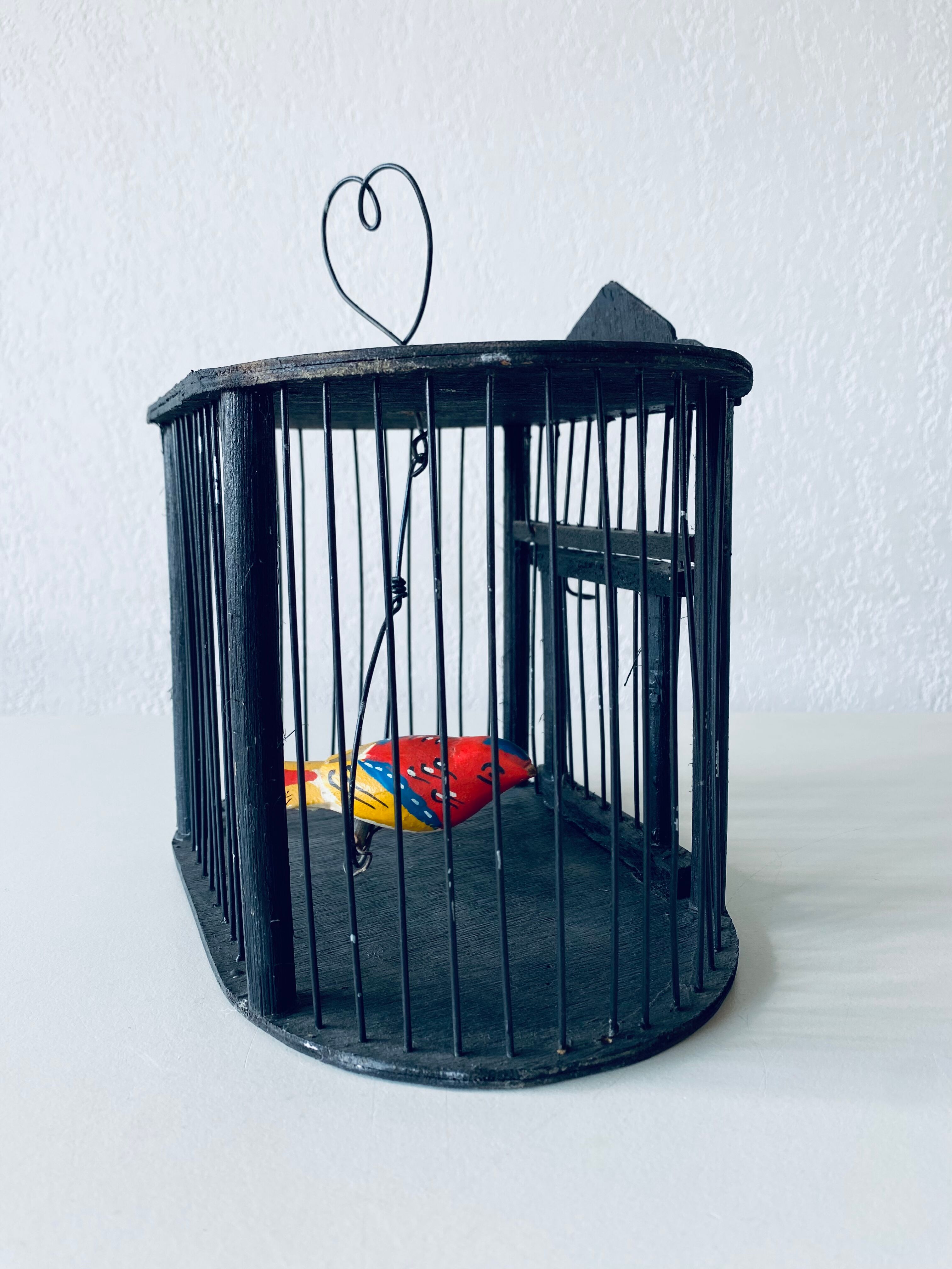 Vintage wooden birdcage