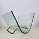 Porte-revues post-moderne en verre courbé Fiam Italy, années 1980