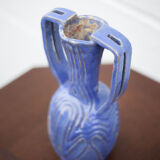 Vase in brutalist blue glazed terracotta 70