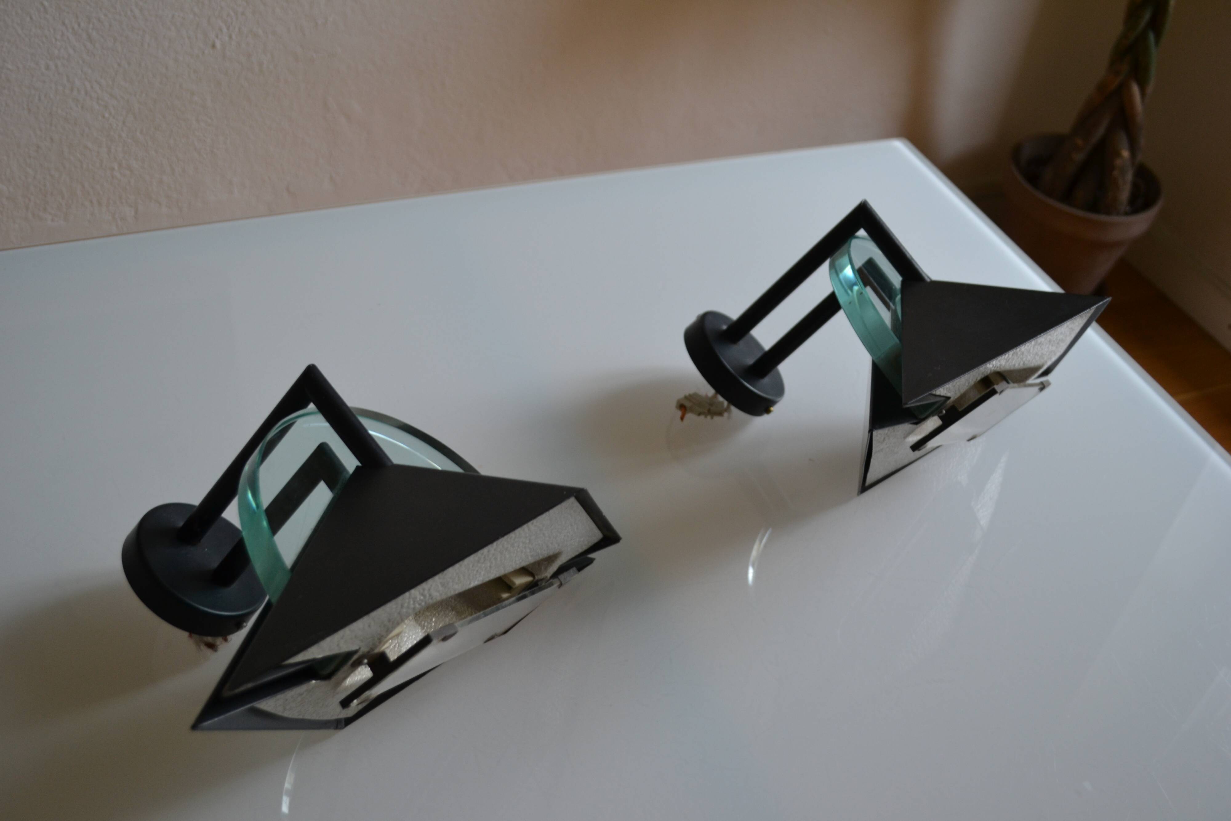 Pair of postmodernist wall sconces, 1980