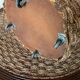 Vintage woven rope and rattan coffee table with 4 stools