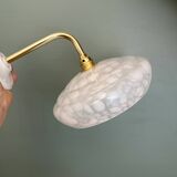 Vintage glass wall lamp with a white Clichy shade.