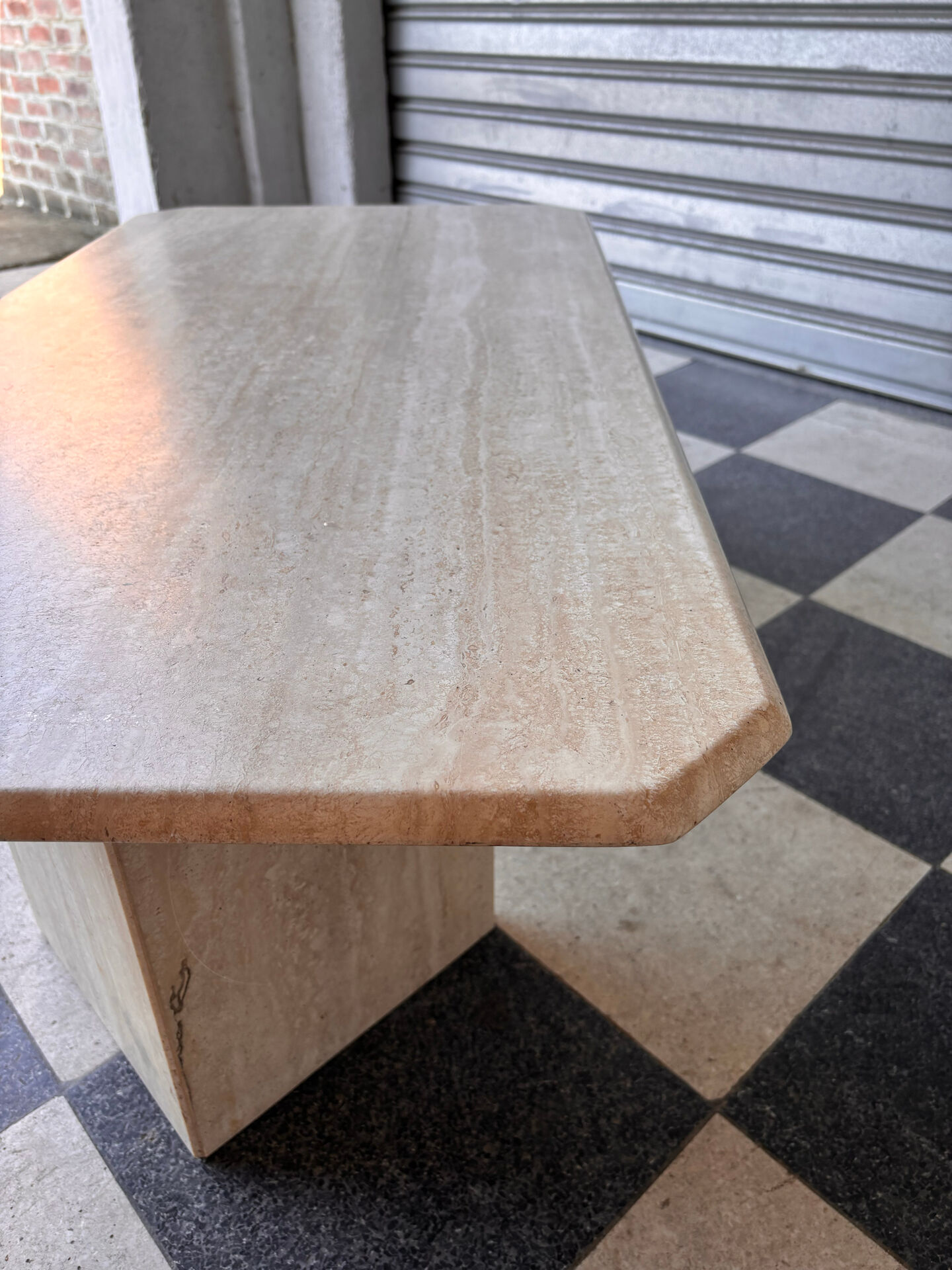 Vintage coffee table in travertine