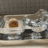 Cendrier à pipe vintage en verre moulé