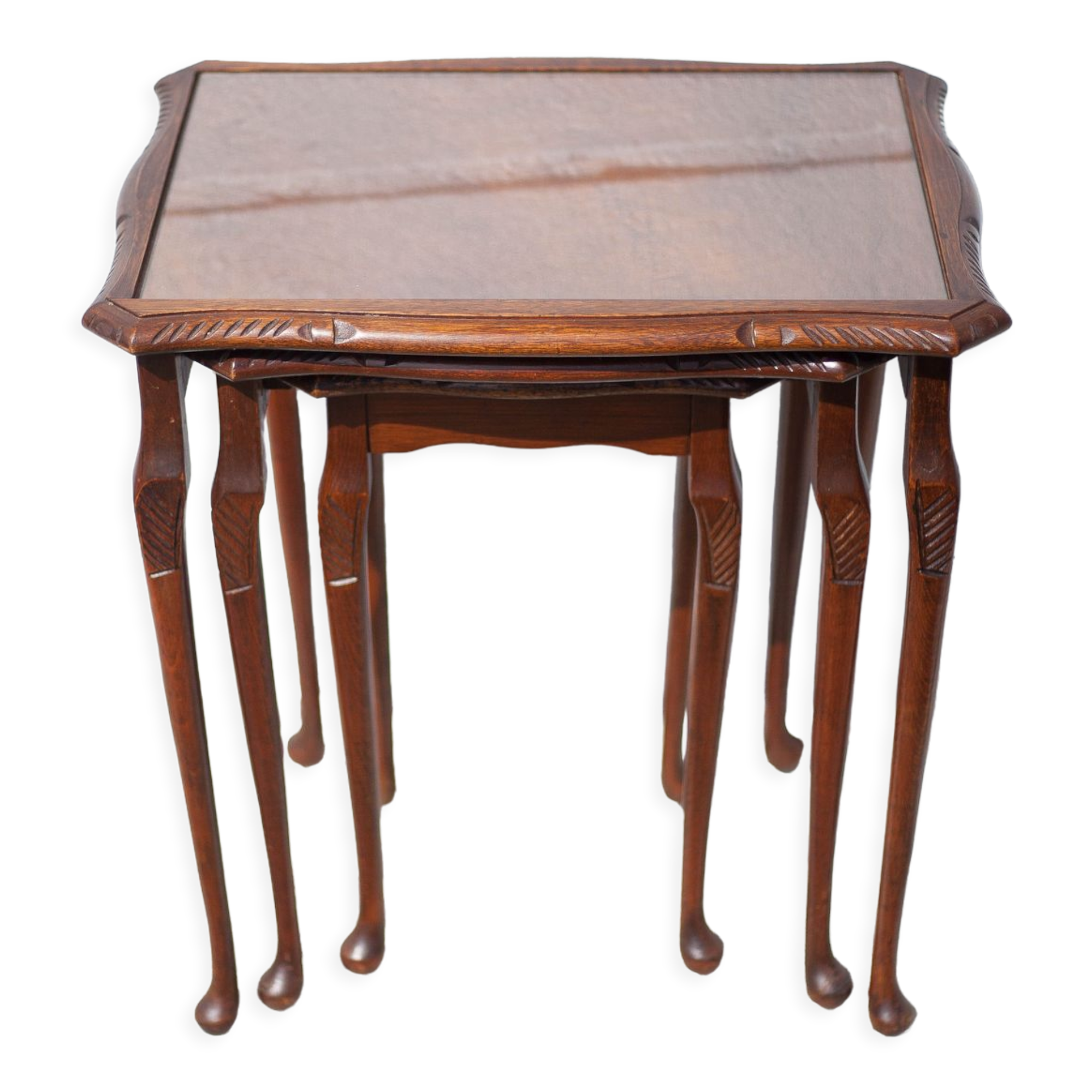 Queen Anne wood style nesting tables